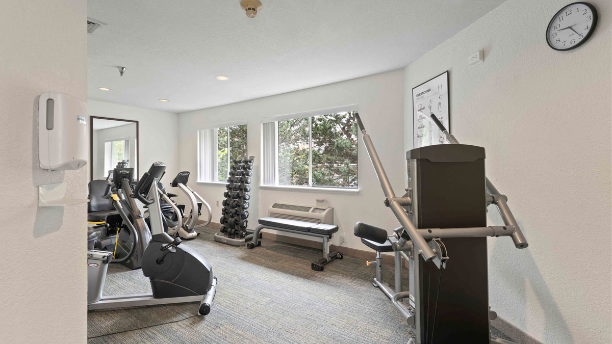 The fitness center at Parkrose Chateau