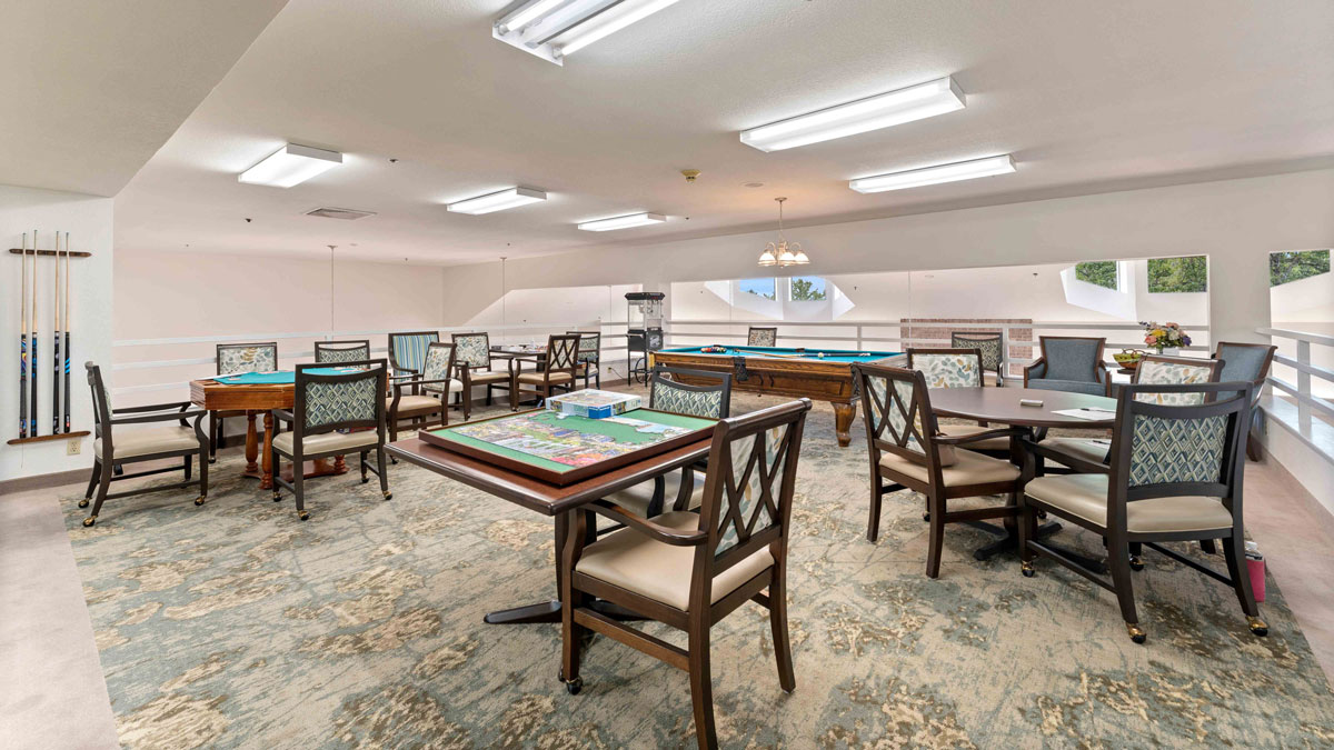 The game room at Parkrose Chateau